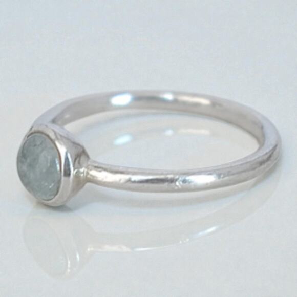 Vintage Sterling Silver 925 Blue Tourmaline Minimalist Stack Ring SIZE 10 - Picture 3 of 8